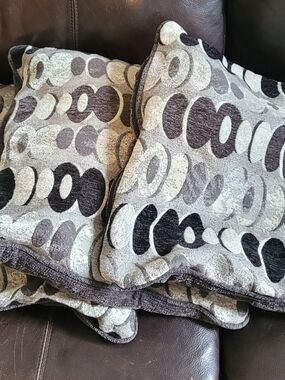 Decorative Geometric Accent Pillow Covers - Gray and Cream